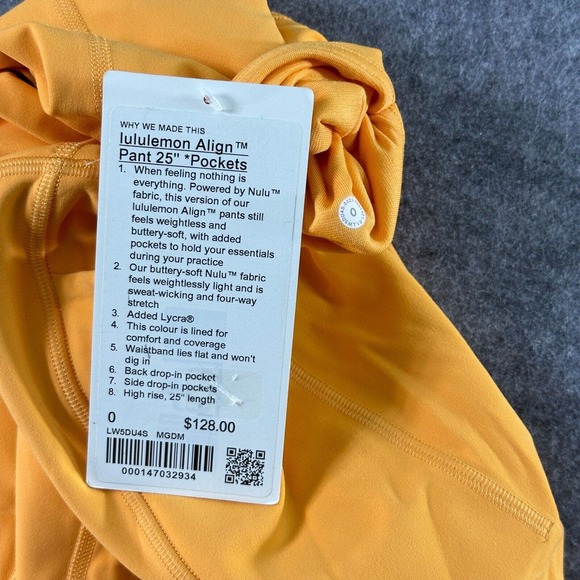 New Lululemon Leggings Size 0 Align High Rise Pant Pockets 25" MGDM Orange - Picture 9 of 9